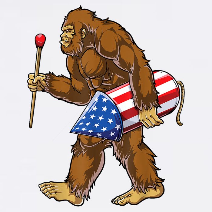 Bigfoot Fireworks 4th Of July Sasquatch American Flag Us Full-Length Apron With Pockets