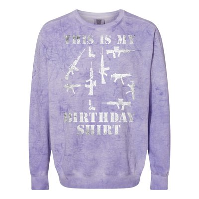 Birthday For 45 Years Old Guns And Weapons Owner Colorblast Crewneck Sweatshirt