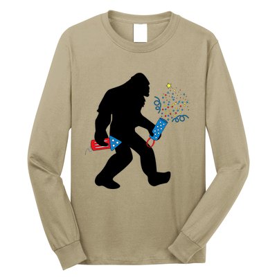 Bigfoot Fireworks 4th of July Bigfoot America  Long Sleeve Shirt