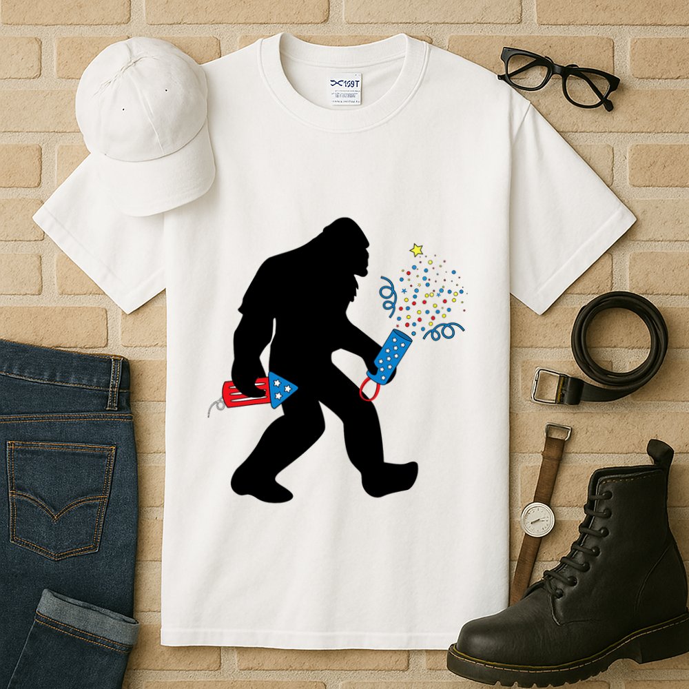 Bigfoot Fireworks 4th of July Bigfoot America  Tall T-Shirt