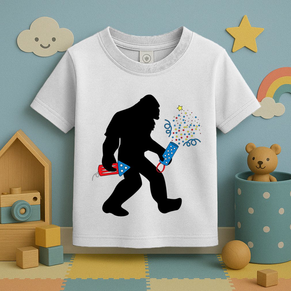 Bigfoot Fireworks 4th of July Bigfoot America  Toddler T-Shirt
