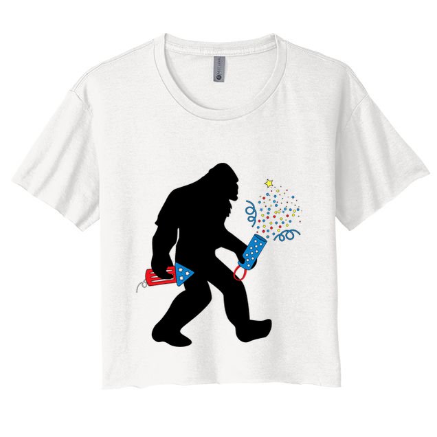 Bigfoot Fireworks 4th of July Bigfoot America  Crop Top