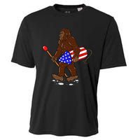 Bigfoot Fireworks 4th Of July Funny Men Sasquatch Lover Cooling Performance Crew T-Shirt