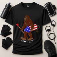 Bigfoot Fireworks 4th Of July Funny Men Sasquatch Lover Cooling Performance Crew T-Shirt