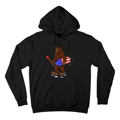 Bigfoot Fireworks 4th Of July Funny Men Sasquatch Lover Hoodie