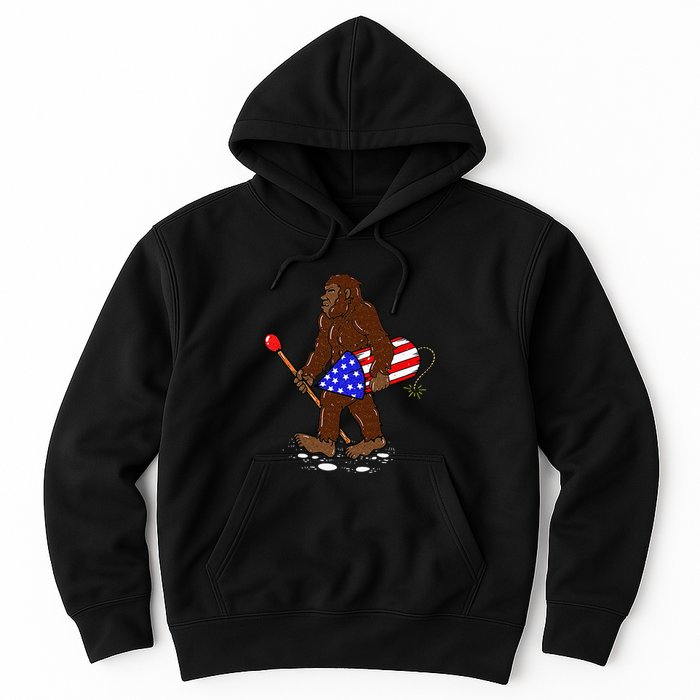 Bigfoot Fireworks 4th Of July Funny Men Sasquatch Lover Hoodie