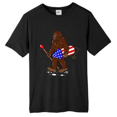 Bigfoot Fireworks 4th Of July Funny Men Sasquatch Lover Tall Fusion ChromaSoft Performance T-Shirt