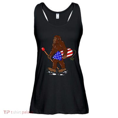 Bigfoot Fireworks 4th Of July Funny Men Sasquatch Lover Ladies Essential Flowy Tank