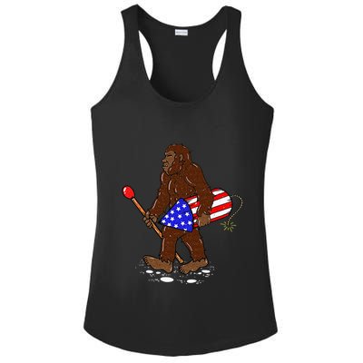 Bigfoot Fireworks 4th Of July Funny Men Sasquatch Lover Ladies PosiCharge Competitor Racerback Tank