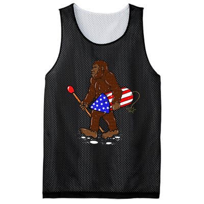 Bigfoot Fireworks 4th Of July Funny Men Sasquatch Lover Mesh Reversible Basketball Jersey Tank