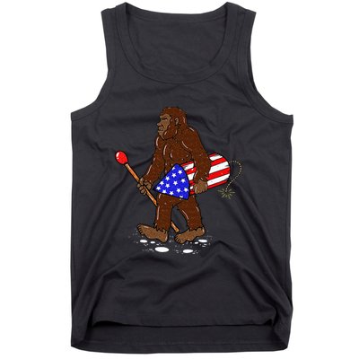 Bigfoot Fireworks 4th Of July Funny Men Sasquatch Lover Tank Top