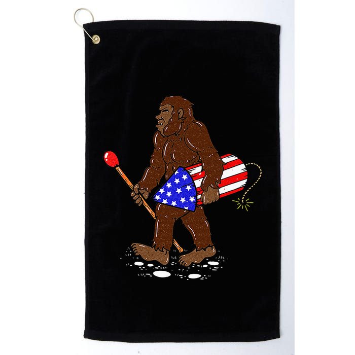 Bigfoot Fireworks 4th Of July Funny Men Sasquatch Lover Golf Towel
