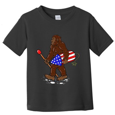Bigfoot Fireworks 4th Of July Funny Men Sasquatch Lover Toddler T-Shirt