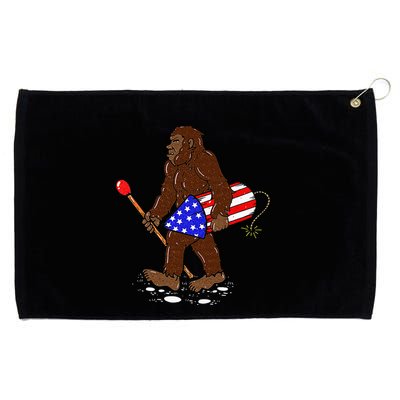 Bigfoot Fireworks 4th Of July Funny Men Sasquatch Lover Grommeted Golf Towel