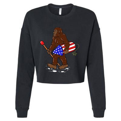 Bigfoot Fireworks 4th Of July Funny Men Sasquatch Lover Cropped Pullover Crew