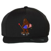 Bigfoot Fireworks 4th Of July Funny Men Sasquatch Lover Wool Snapback Cap