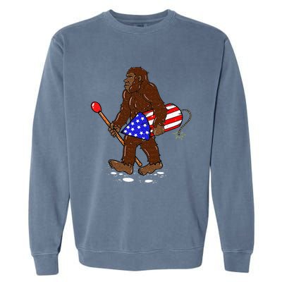 Bigfoot Fireworks 4th Of July Funny Men Sasquatch Lover Garment-Dyed Sweatshirt