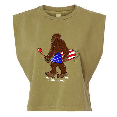 Bigfoot Fireworks 4th Of July Funny Men Sasquatch Lover Garment-Dyed Women's Muscle Tee