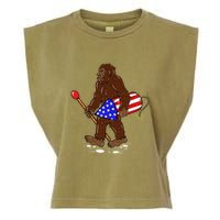 Bigfoot Fireworks 4th Of July Funny Men Sasquatch Lover Garment-Dyed Women's Muscle Tee