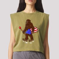 Bigfoot Fireworks 4th Of July Funny Men Sasquatch Lover Garment-Dyed Women's Muscle Tee