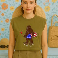 Bigfoot Fireworks 4th Of July Funny Men Sasquatch Lover Garment-Dyed Women's Muscle Tee