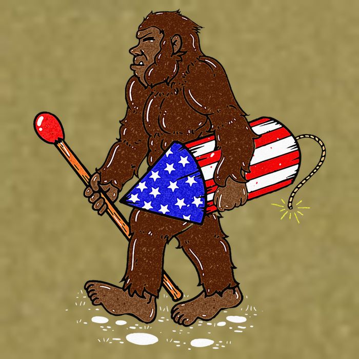 Bigfoot Fireworks 4th Of July Funny Men Sasquatch Lover Garment-Dyed Women's Muscle Tee