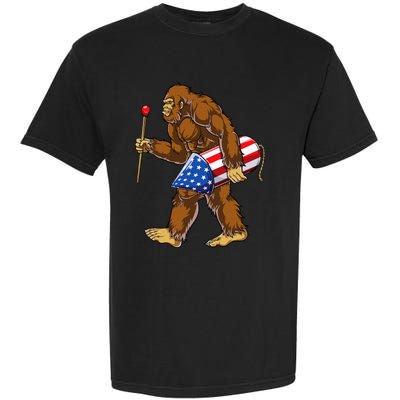 Bigfoot Fireworks 4th Of July Sasquatch American Flag Us Garment-Dyed Heavyweight T-Shirt