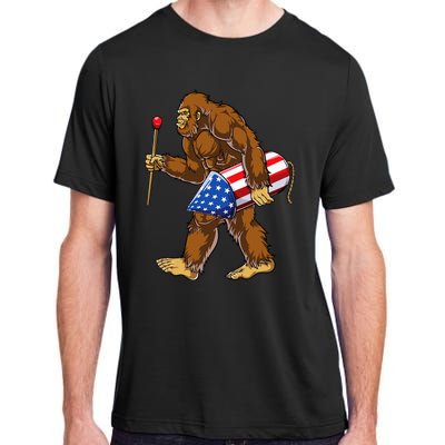 Bigfoot Fireworks 4th Of July Sasquatch American Flag Us Adult ChromaSoft Performance T-Shirt