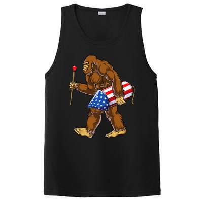 Bigfoot Fireworks 4th Of July Sasquatch American Flag Us PosiCharge Competitor Tank