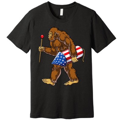 Bigfoot Fireworks 4th Of July Sasquatch American Flag Us Premium T-Shirt