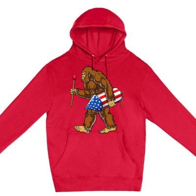 Bigfoot Fireworks 4th Of July Sasquatch American Flag Us Premium Pullover Hoodie