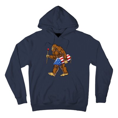 Bigfoot Fireworks 4th Of July Sasquatch American Flag Us Hoodie