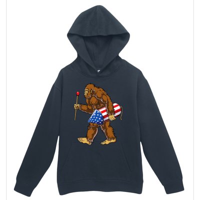 Bigfoot Fireworks 4th Of July Sasquatch American Flag Us Urban Pullover Hoodie