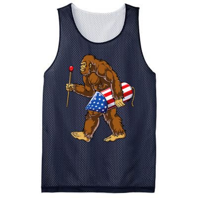 Bigfoot Fireworks 4th Of July Sasquatch American Flag Us Mesh Reversible Basketball Jersey Tank