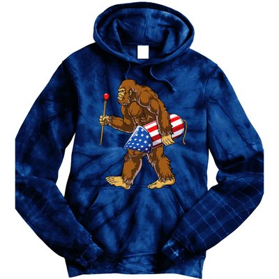 Bigfoot Fireworks 4th Of July Sasquatch American Flag Us Tie Dye Hoodie