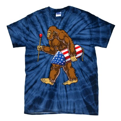 Bigfoot Fireworks 4th Of July Sasquatch American Flag Us Tie-Dye T-Shirt