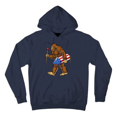 Bigfoot Fireworks 4th Of July Sasquatch American Flag Us Tall Hoodie