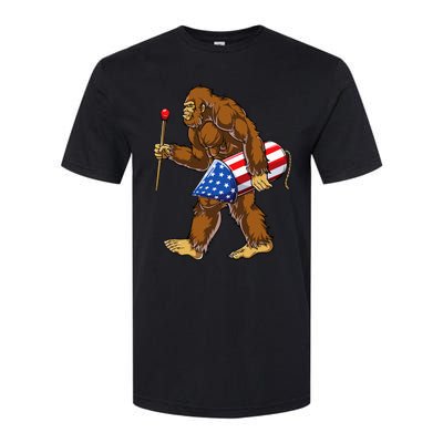 Bigfoot Fireworks 4th Of July Sasquatch American Flag Us Softstyle CVC T-Shirt