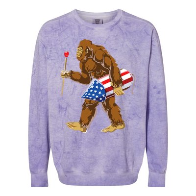 Bigfoot Fireworks 4th Of July Colorblast Crewneck Sweatshirt