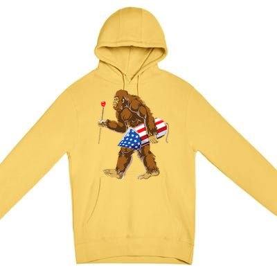 Bigfoot Fireworks 4th Of July Premium Pullover Hoodie