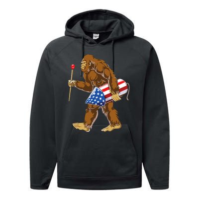 Bigfoot Fireworks 4th Of July Performance Fleece Hoodie