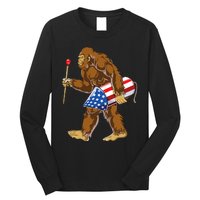 Bigfoot Fireworks 4th Of July Long Sleeve Shirt