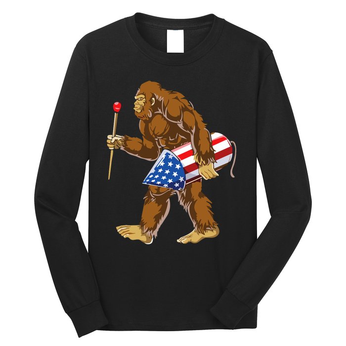 Bigfoot Fireworks 4th Of July Long Sleeve Shirt