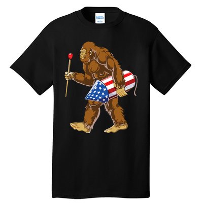 Bigfoot Fireworks 4th Of July Tall T-Shirt