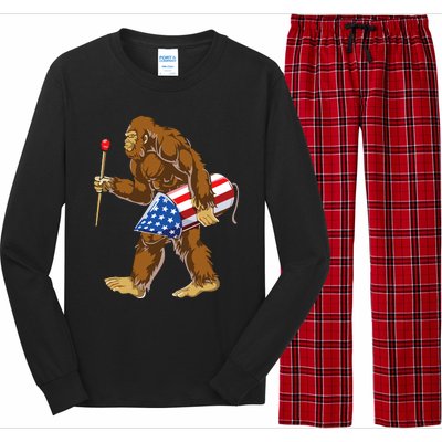 Bigfoot Fireworks 4th Of July Long Sleeve Pajama Set