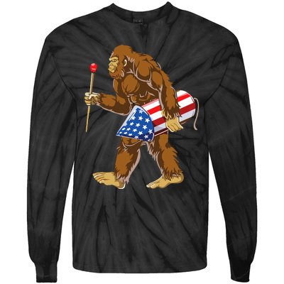 Bigfoot Fireworks 4th Of July Tie-Dye Long Sleeve Shirt