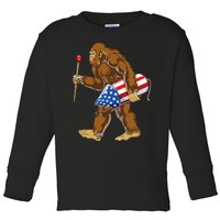 Bigfoot Fireworks 4th Of July Toddler Long Sleeve Shirt