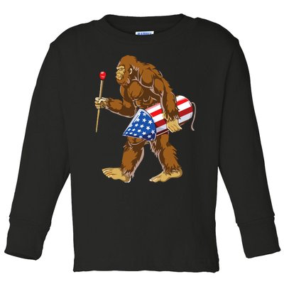 Bigfoot Fireworks 4th Of July Toddler Long Sleeve Shirt