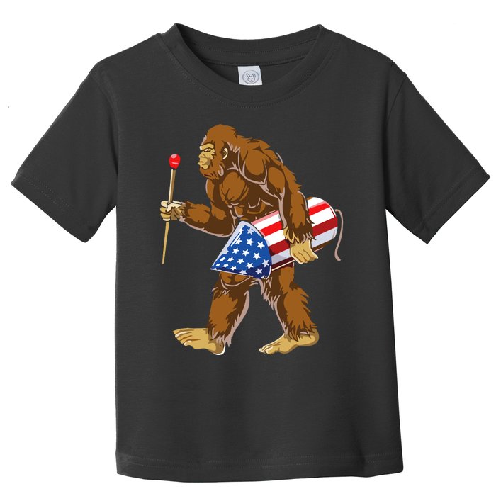 Bigfoot Fireworks 4th Of July Toddler T-Shirt