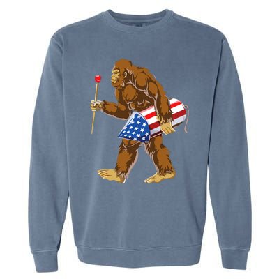 Bigfoot Fireworks 4th Of July Garment-Dyed Sweatshirt